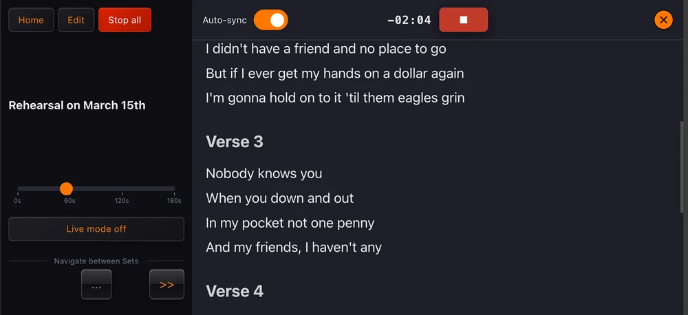 Landscape lyrics view